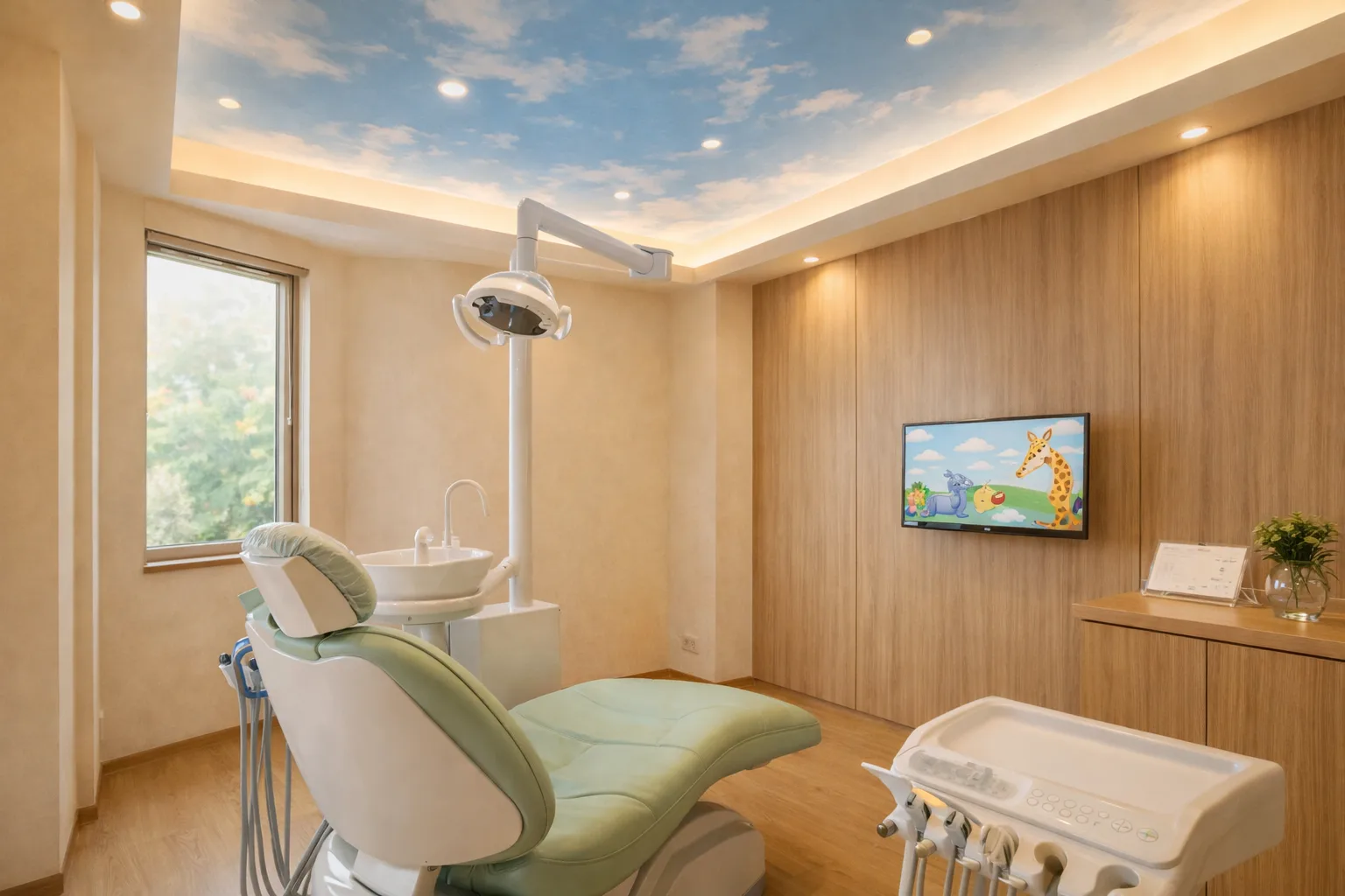 天井アートのある明るい診療室